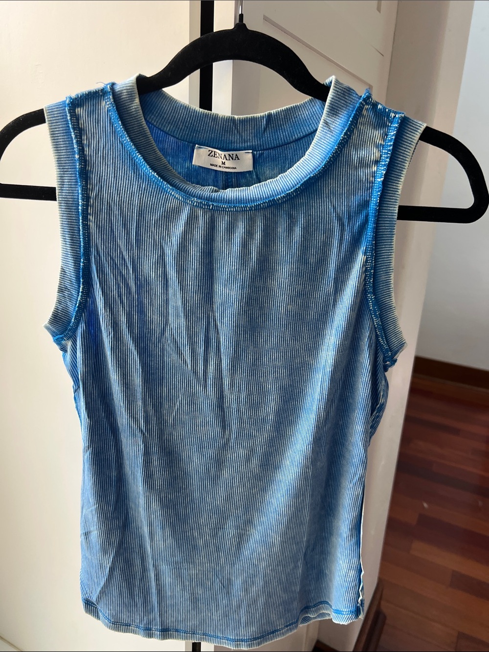 Zenana Outfitters Light Blue Ribbed Tank Top